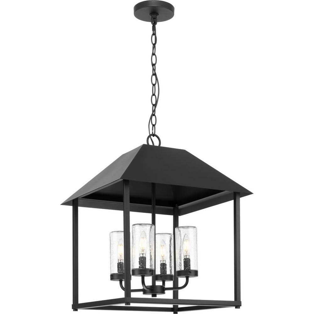 Chapel Black Glass Indoor/Outdoor Pendant Light