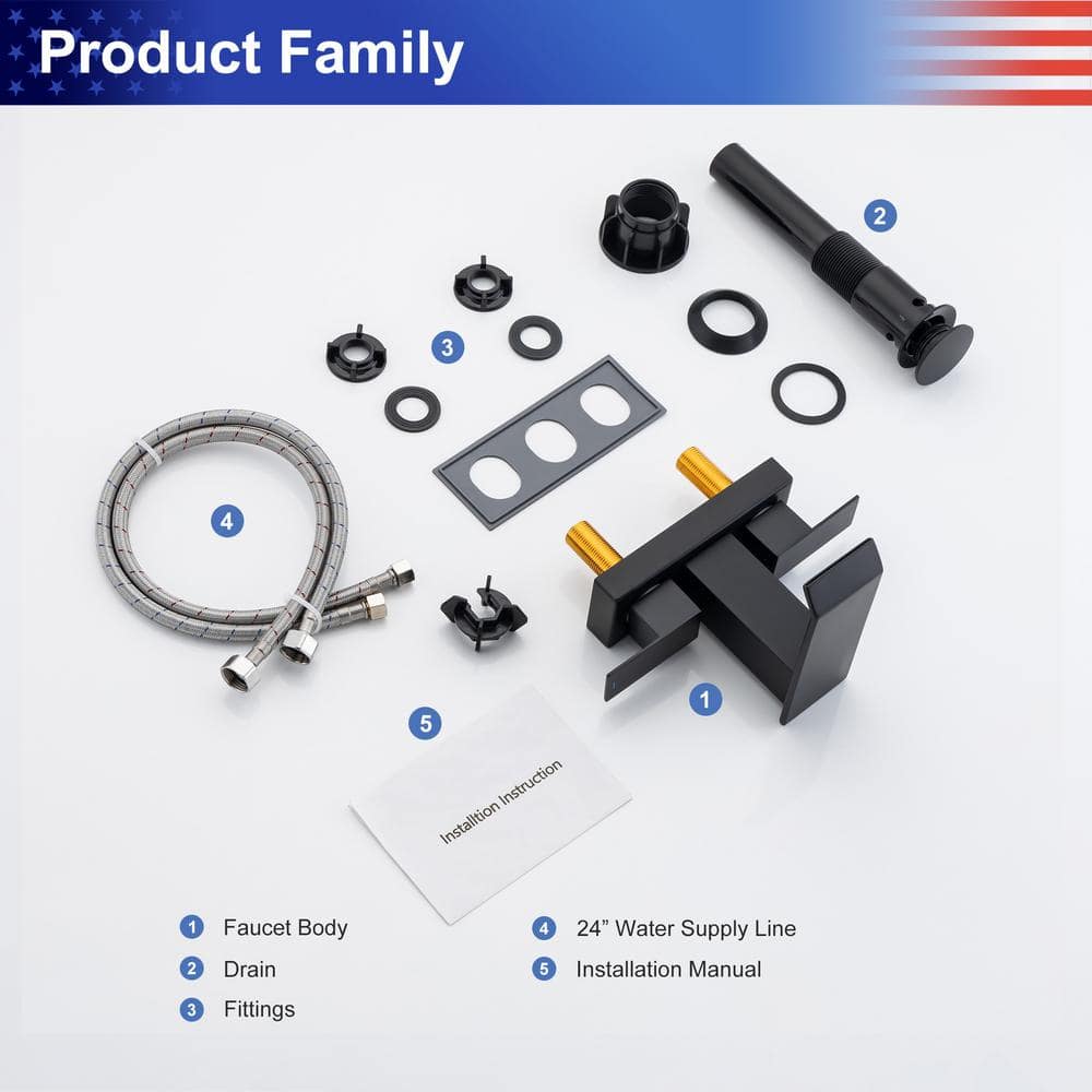 Matte Black Stainless Steel 2-Handle Bathroom Faucet with Drain Assembly