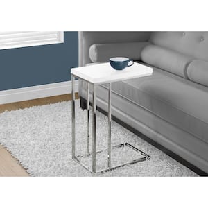 White Accent Table with Chrome Metal