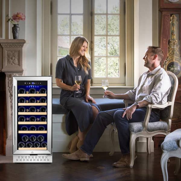 LANBO 15 in. 28 Bottle Stainless Steel Dual Zone Wine Refrigerator LW28D -  The Home Depot