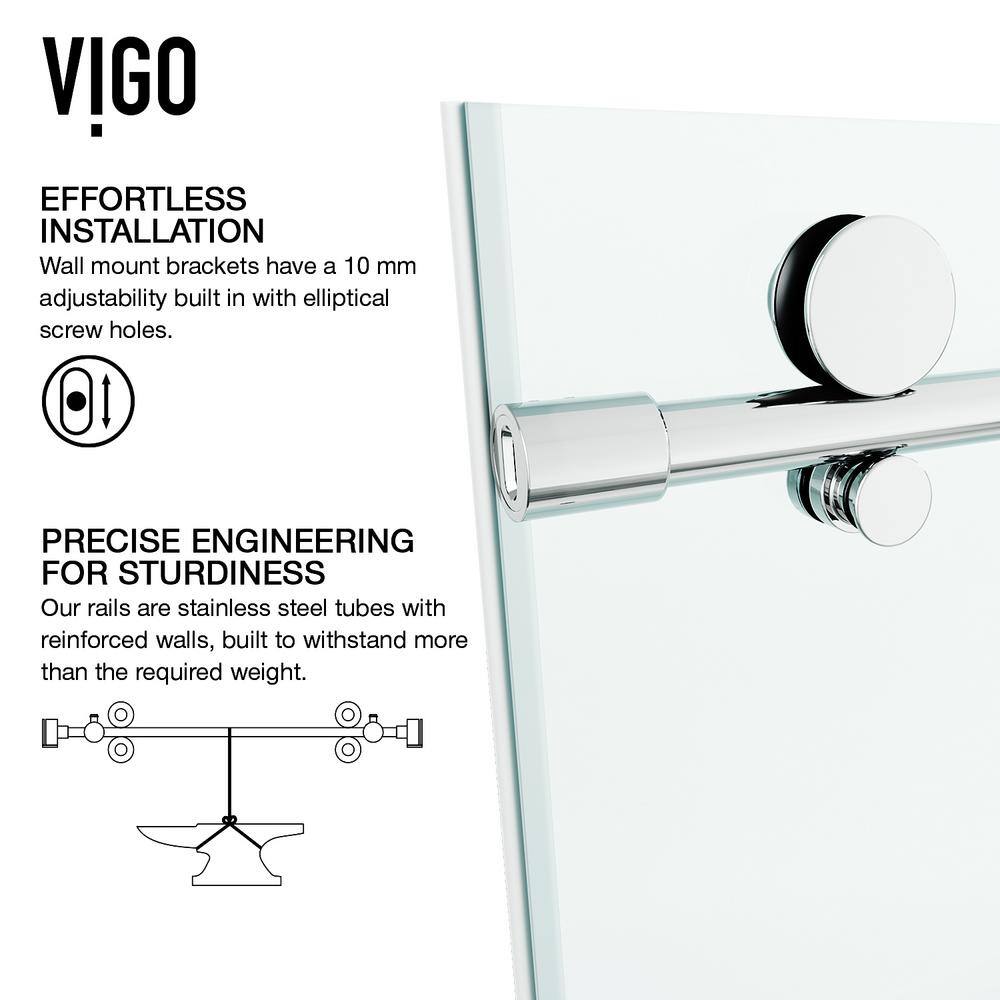Elan E-Class Frameless Chrome Sliding Shower Door with Clear Glass