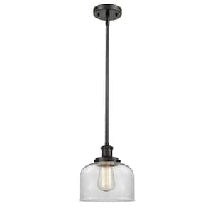Bell 1-Light Oil Rubbed Bronze Clear Shaded Pendant Light Clear Glass Shade