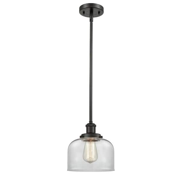 Bell 1-Light Oil Rubbed Bronze Clear Shaded Pendant Light Clear Glass Shade