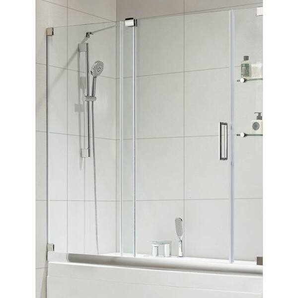 Wet Republic Oasis-E Premium 60 in. x 58 in. Semi-Framed Sliding Shower Door in Chrome with Tempered Clear Glass