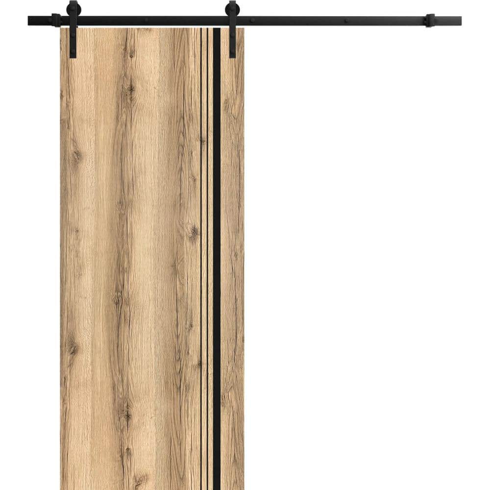 Assembly Required 24 in. x 84 in. 1-Panel Oak Solid Wood with Honeycomb Sliding Barn Door with Hardware Kit price history on PriceWatchPro