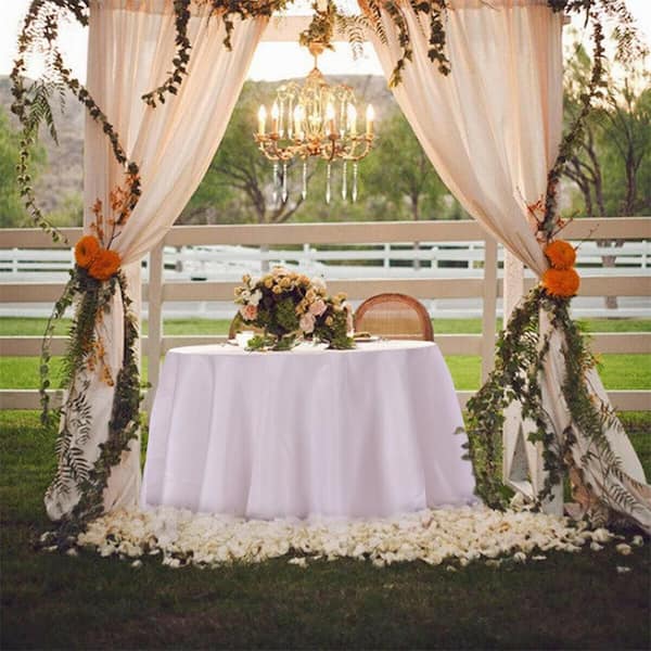 10 pcs 120 in. W x 120 in. L Round Solid White Polyester Tablecloth Polyester For Home Wedding Restaurant Party