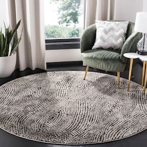 Lurex Black/Light Gray 7 ft. x 7 ft. Round Abstract Area Rug