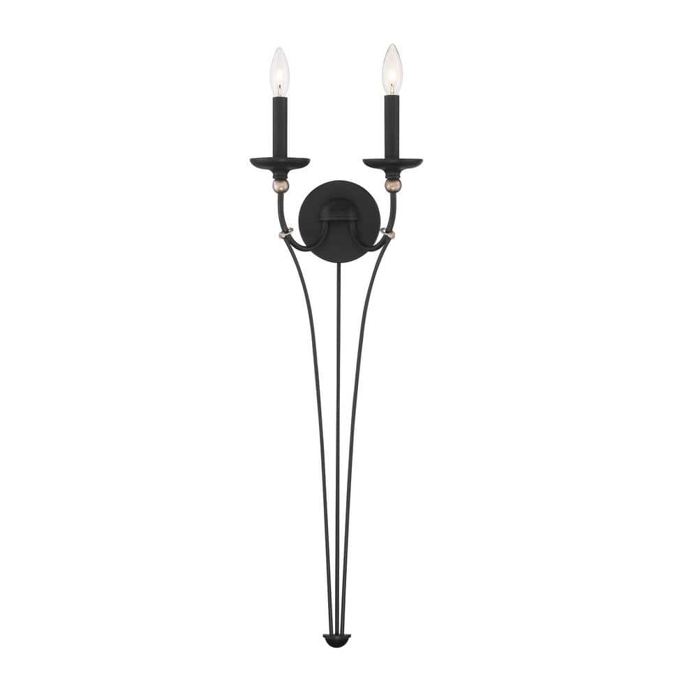 Westchester County Sand Coal & Skyline Gold Leaf 2-Light Wall Sconce