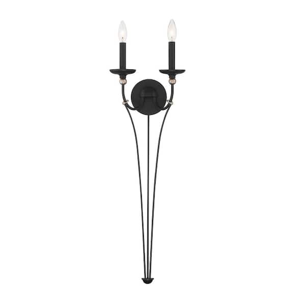 Minka Lavery Westchester County 2-Light Sand Black with Skyline Gold Leaf Wall Sconce