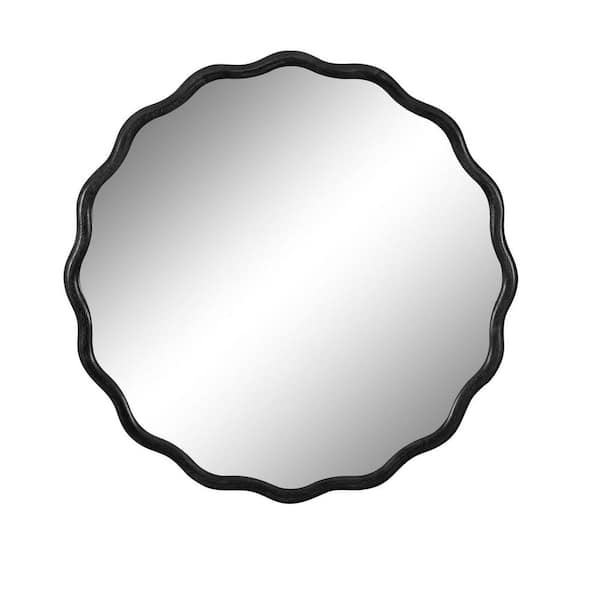 Miscool Anky Black 41.7 in. W x 41.7 in. H Round Wooden Framed Decorative Wall Mirror, Bathroom Vanity Makeup Mirror