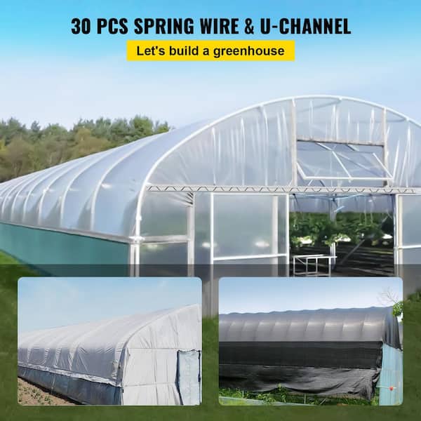 Wiggle Wire and Lock Channel 6.56 ft. PE Coated Spring Wire and Aluminum Alloy Channel for Greenhouse, (30-Packs)