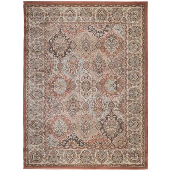 Garda Terracotta 3 ft. x 5 ft. Traditional Oriental Floral Area Rug ...