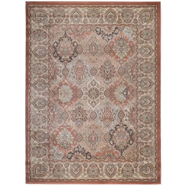 Garda Terracotta 3 ft. x 5 ft. Traditional Oriental Floral Area Rug