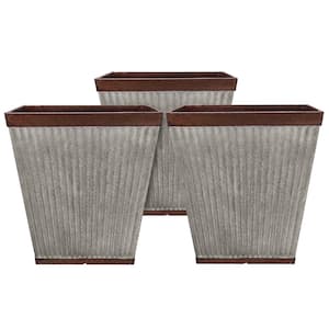 16 in. Square Rustic Resin Outdoor Box Flower Planter (3-Pack)
