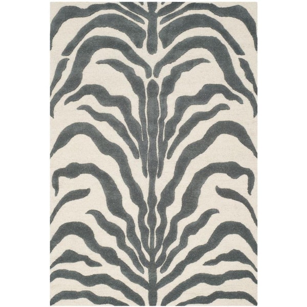 SAFAVIEH Cambridge Ivory/Dark Gray 4 ft. x 6 ft. Animal Print Area Rug