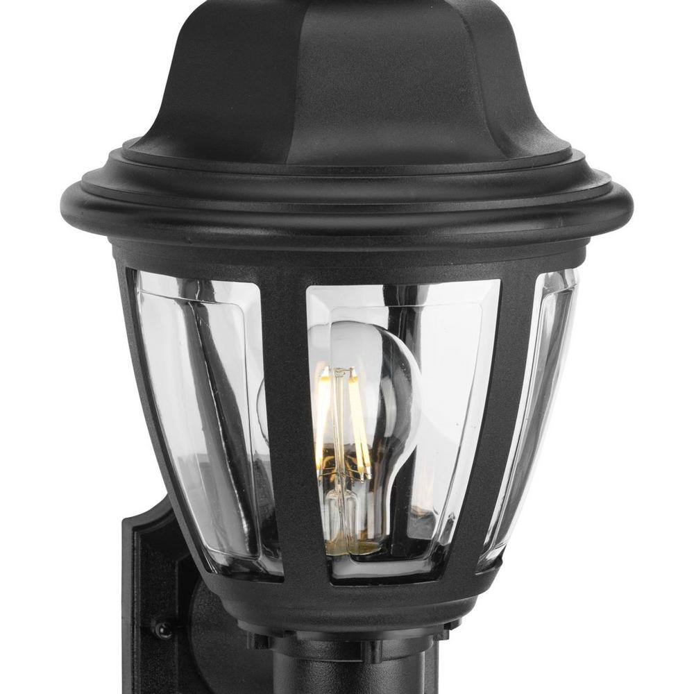 Black Outdoor Wall Lantern with Clear Beveled Panels