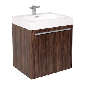 Alto 23 in. Bath Vanity in Walnut with Acrylic Vanity Top in White with White Basin