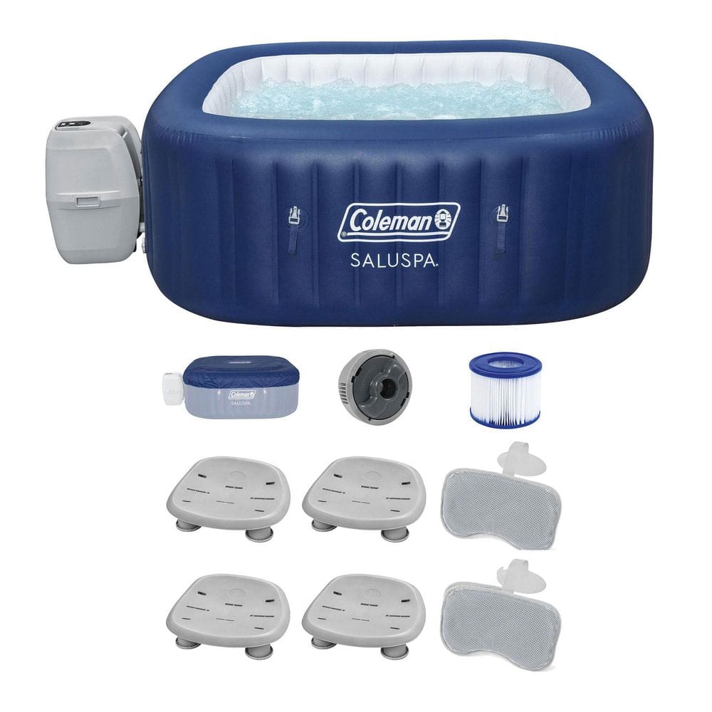 Coleman 6-Person, 140 Jets, 120V, IInflatable Hot Tub + 4 SaluSpa Seats + 2 SaluSpa Pillows
