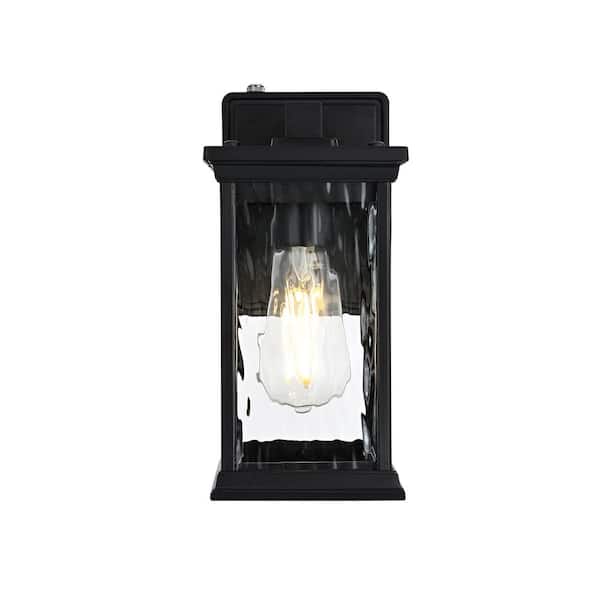 10.5 in. Black Outdoor Hardwired Wall Sconce with No Bulbs Included