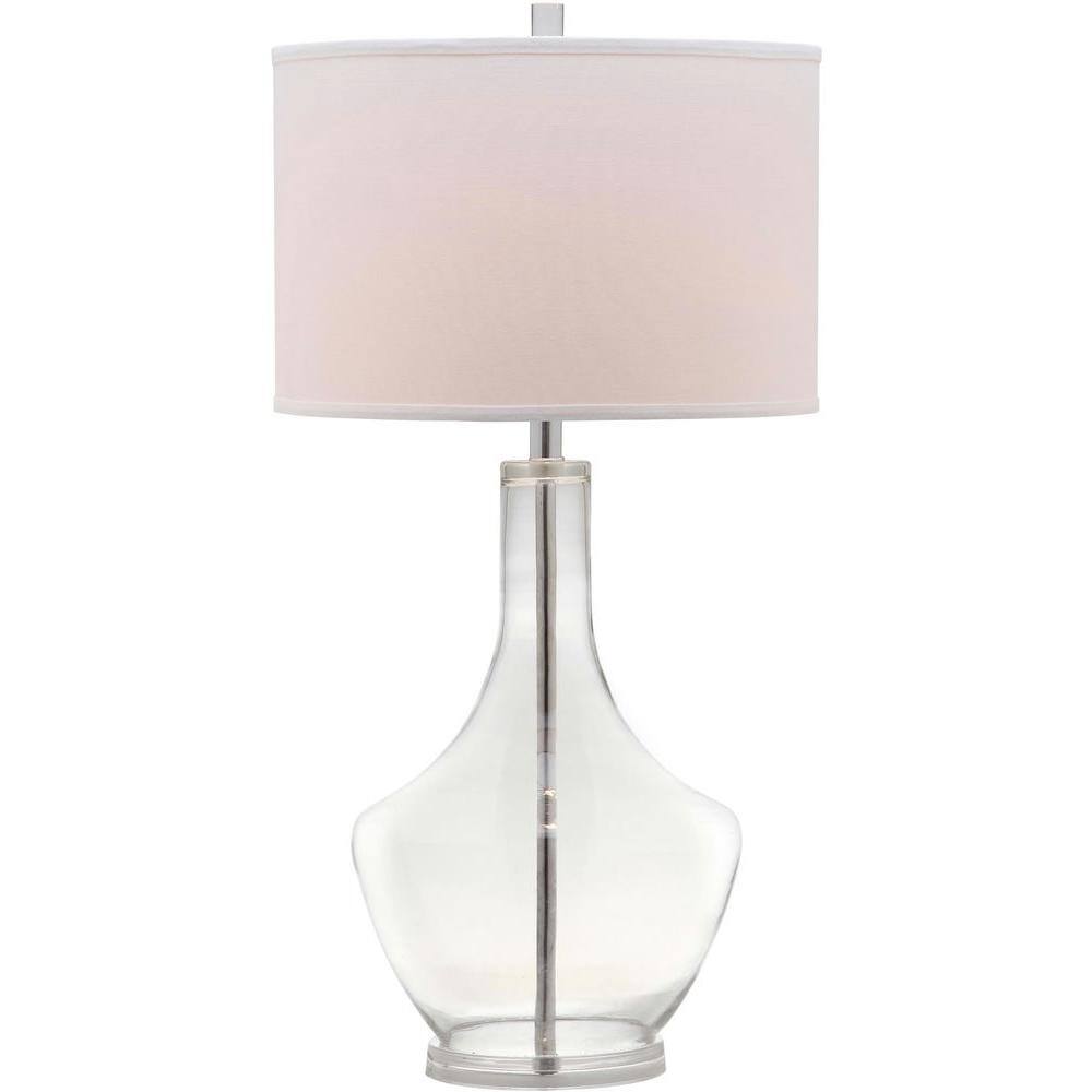 Safavieh 34.5 Inch Clear Glass Table Lamp with White Shade