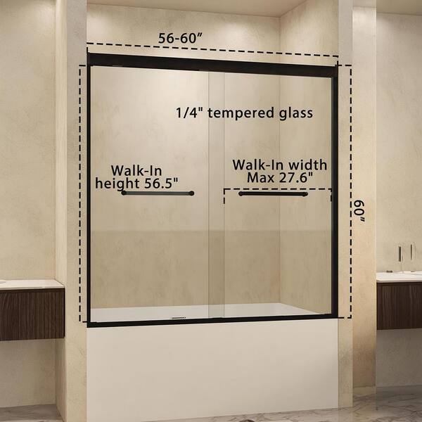 INSTER 56-60 in. W x 60 in. H Double Sliding Bathtub Shower Tub