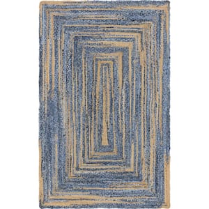 Braided Chindi Blue/Natural 5 ft. x 8 ft. Area Rug