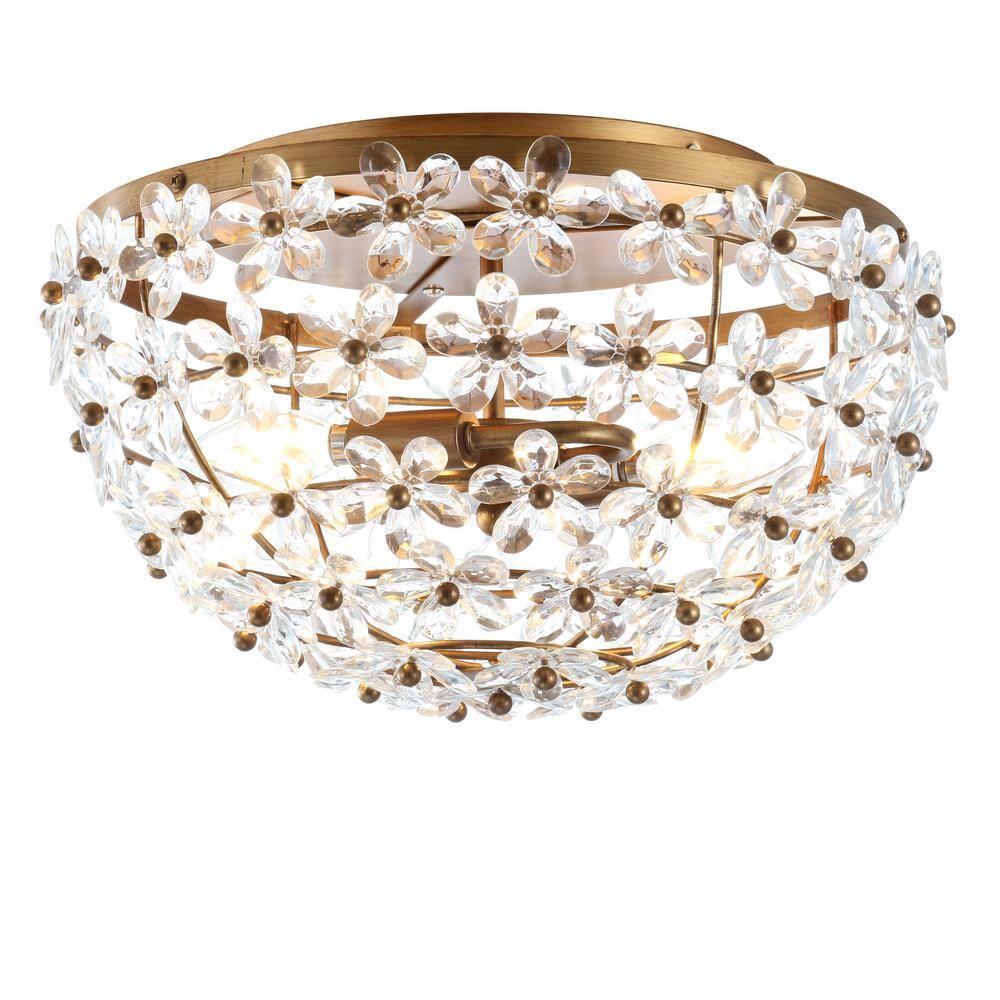 JONATHAN Y Isabelle Antique Gold 15.5 in. Metal/Acrylic LED