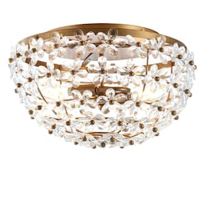 Isabelle Antique Gold 15.5 in. Metal/Acrylic LED Flushmount