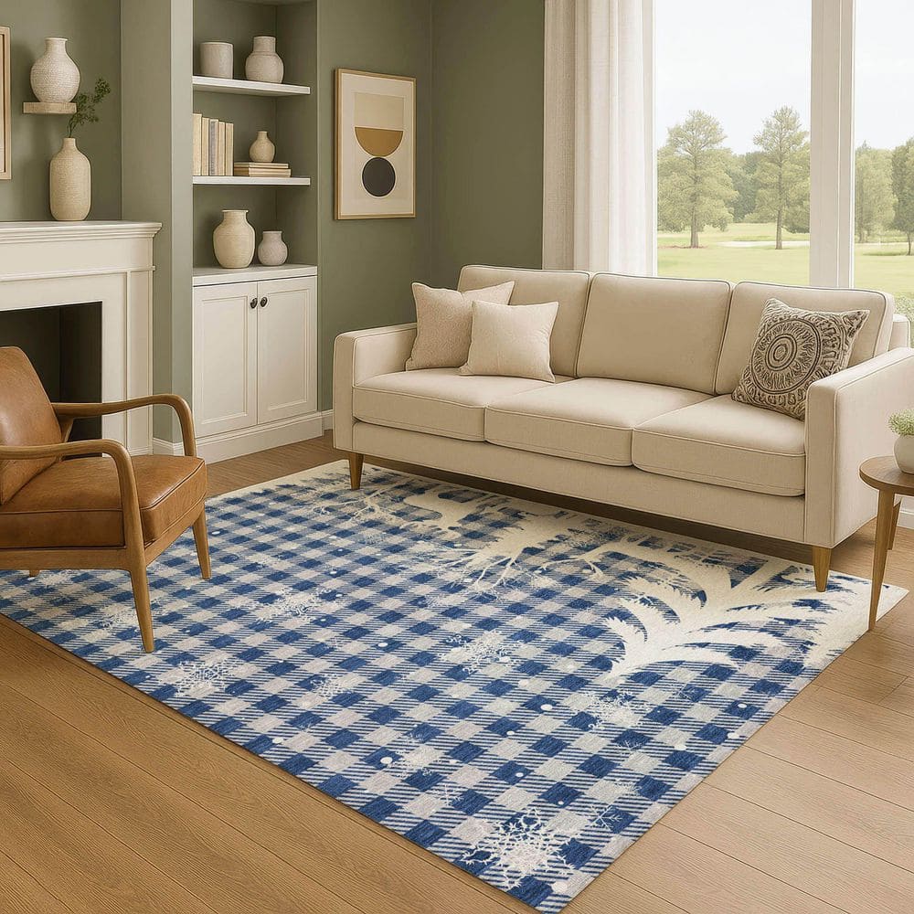 Mayfield Premium Machine Washable Abstract AMF1824 Blue 9 ft. x 12 ft. Area Rug price history on PriceWatchPro