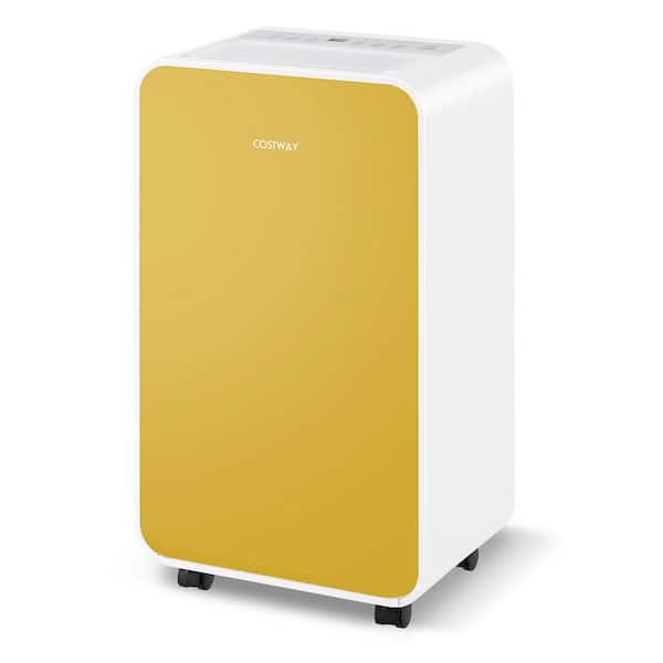 Costway 32 pt. 2500 sq. ft. Dehumidifier for Home Basement 3 Modes Portable in. Whites + Yellow