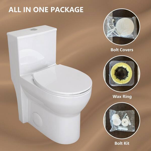 Getpro 12 in. Rough in 1-piece 1.1/1.6 GPF Dual Flush Round Toilet