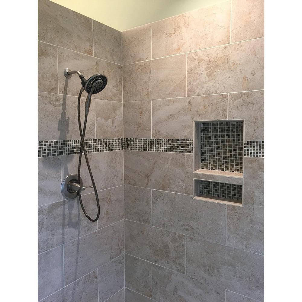 Black ABS Double Shelf Recessed Shower Niche 25" x 17"