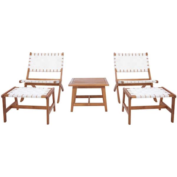 SAFAVIEH Darryl Brown Acacia Wood Outdoor Lounge Chair Set without Cushion (5-Piece)