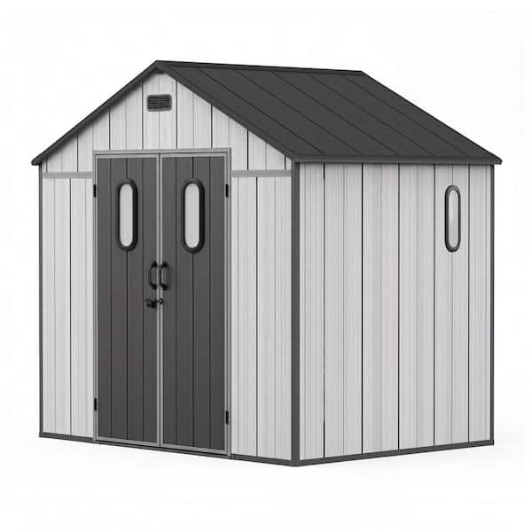 8 ft. W x 6 ft. D Resin Outdoor Storage Shed with Floor, Windows, Vents, and Lockable Door