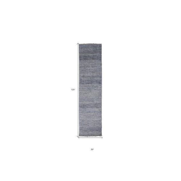 2 X 8 Blue, Gray Striped Runner Rug