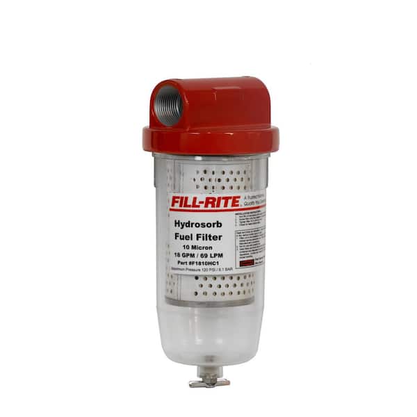 FILL-RITE 1 in. NPT Inlet and Outlet 18 GPM (68 LPM) Utility Accessory Water Sensing Fuel Filter with Drain (Clear)