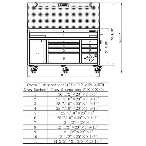 Reviews for Husky Heavy-Duty 61 in. W 10-Drawer, Deep 1-Door Tool