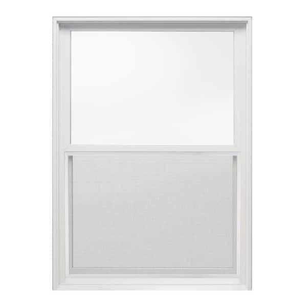 JELD-WEN 29.375 in. x 40 in. W-2500 Series White Painted Clad Wood Double Hung Window w/ Natural Interior and Screen