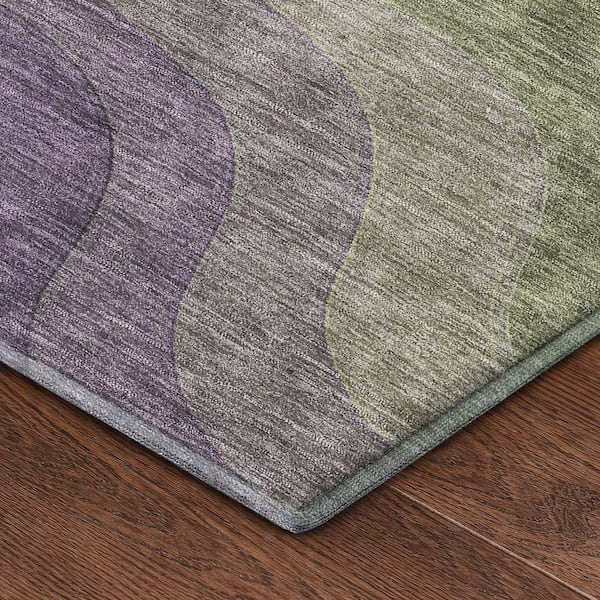Mayfield Premium Machine Washable Abstract AMF2468 Plum 8 ft. x 8 ft. Round Rug