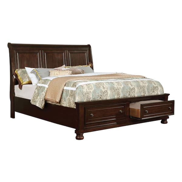 Cyra Brown Wood Frame Queen Platform Bed AD1365CH-Q-BED - The Home Depot