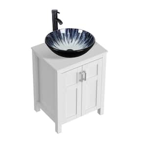 24 in. W x 19 in. D x 45 in. H Single Sink Bath Vanity in White with Solid Surface Top