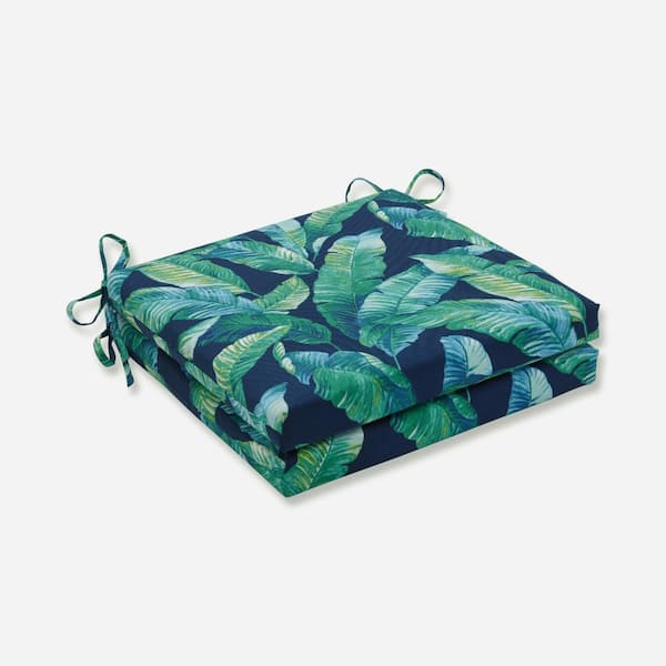 Pillow Perfect Floral 20 x 20 Outdoor Dining Chair Cushion in Blue/Green/White (Set of 2)
