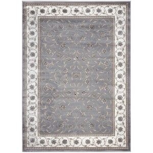 Pisa Gray 5 ft. x 7 ft. Traditional Oriental Floral Scroll Area Rug