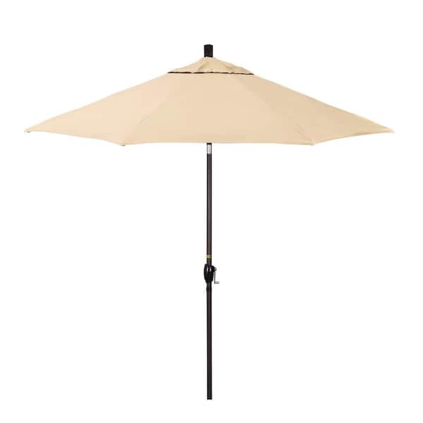 California Umbrella 9 ft. Bronze Aluminum Market Patio Umbrella with Crank Lift and Push-Button Tilt in Khaki Pacifica Premium
