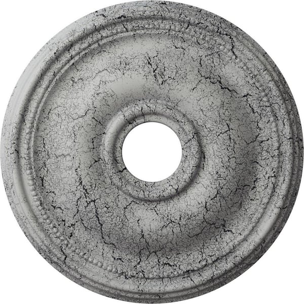 Ekena Millwork 1-1/8 in. x 18-1/8 in. x 18-1/8 in. Polyurethane Bradford Ceiling Medallion, Ultra Pure White Crackle