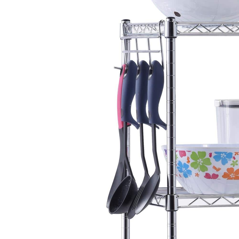 Adjustable Chrome 5-Tier Wire Shelving Unit for Kitchen and Garage