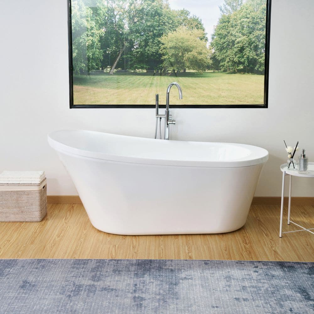 Vanity Art 70" White Acrylic Freestanding Soaking Bathtub