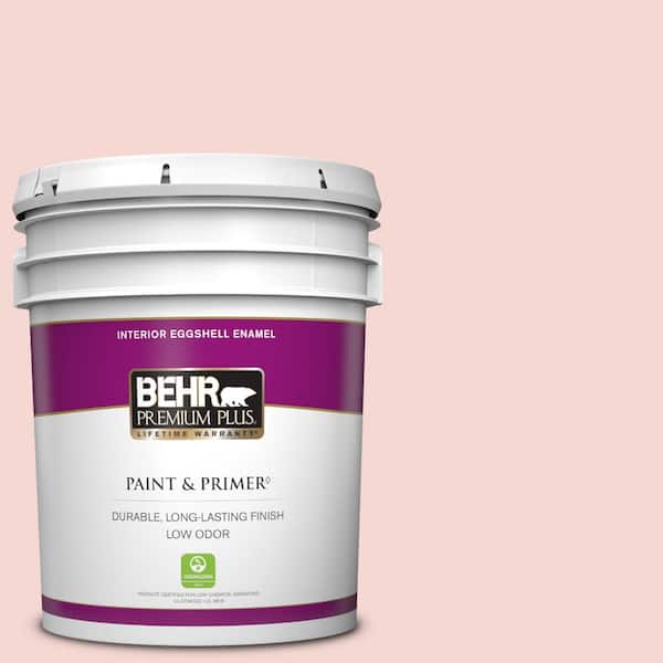 BEHR PREMIUM PLUS 5 gal. #M160-1 Cupcake Pink Eggshell Enamel Low Odor Interior Paint & Primer