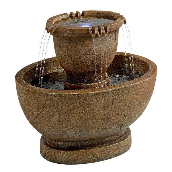 Design Toscano Richardson Oval Urns Cascading Large Stone Bonded Resin Garden Fountain Ss111211 Design Toscano Richardson Oval Urns, Dane Resin Outdoor Floor Fountain With Light Fixture
