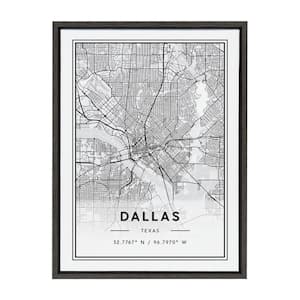 Sylvie Dallas Modern Map by Jake Goossen Framed Canvas Maps Art Print 18 in. x 24 in .